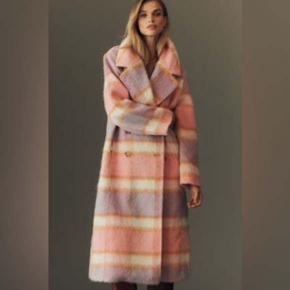 Anthropologie Jackets & Blazers - Anthropologie Pastel Plaid Peacoat